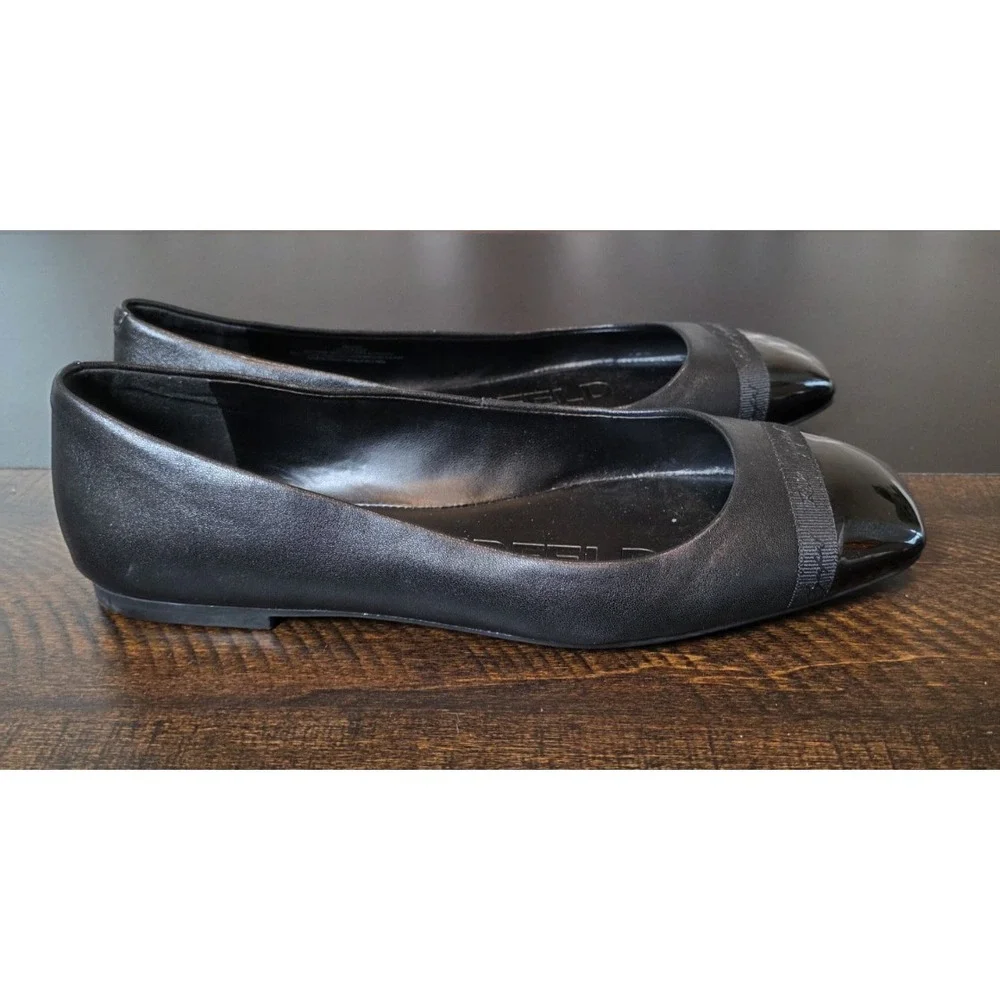 Karl Lagerfeld Zofia Zayne Black Ballet Flats Slippers E24 Slip On Shoes sz 9‎ M